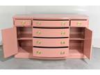 Vintage Federal Style Serpentine Front Mahogany Credenza in Pink - Newly Painted