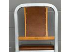Pair Vtg Shaw Walker 8310 Aluminum Metal Wood Industrial Side Chairs OG Vinyl