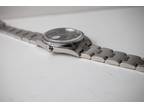 Rolex Date 34mm Blue Arabic Dial Engine Turned Bezel Steel Oyster Watch 15210