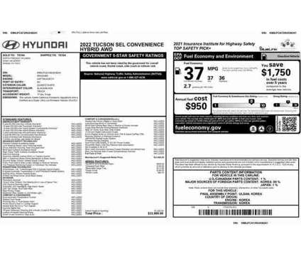 2022 Hyundai Tucson Hybrid SEL Convenience is a White 2022 Hyundai Tucson SE Hybrid in Spring TX