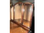 Antique Tri-fold 3 Panel Beveled Mirror Vanity Shaving Dresser Wood Victorian