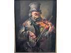 OOC Portrait Of A Man Playing The Violin Tonalist Realism Signed Professional