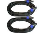 2 PACK 25 ft foot speakon compatible pro audio sound PA DJ speaker cables cord