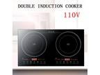 110V Electric Double Burner Dual Induction Cooker Cooktop 2400W Countertop Stove