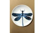 Hand-Painted Wall Decor Plate Blue Dragonfly Art Painting