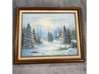 Vintage Original Oil Painting Winter Scene by Jamison Signed Framed