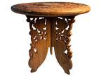VTG Hand Carved Sheesham Wood Inlay Plant Stand 12 1/2 x 11 1/2” India Folding