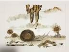 Jacky Rousselle - Hommage a Dali - L'Escargot- Original Oil on Paper - 1985