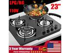 23" Gas Stove Top Built-in 4 Burner Lpg/ng Gas Cooktop Countertop Tempered Glass