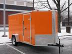 $2,840 New 6 x 12 V-Front Enclosed Cargo Trailers, Rear Ramp Door,LED Lights