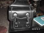 Black Leather Saddle Bags with Concho Buttons/ 1ft x 1ft x 5 1/4inches
