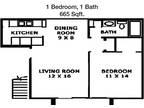 1 Floor Plan 1x1 - Bayshore Village, Lewisville, TX