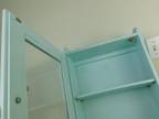 Very Nice Painted Light Blue Wall Medicine Cabinet Cupboard White Porcelain Knob