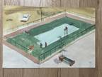 1960s Modernist Swimming Pool Lifeguard WPA Walter Cohen Maryland MICA Hockney