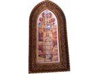 Vintage plastic stained glass mirror lol religious photo Jesus Decor Display