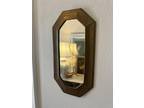 Vintage Small Octagon Accent Wall Mirror With Antiqued Brass Frame Mid 70s 80s