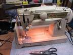 Singer Sewing Machine 431-G (Germany), attachments, case & manual (reprint).