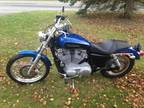 2008 Harley Davidson Sportster 883 Custom Motorcycle Blue Nice Windshield Extras