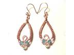 Rose Gold Wire Wrap Earrings with Crystals