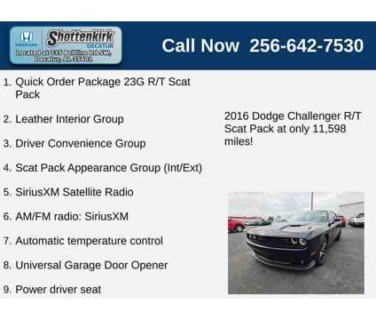 2016UsedDodgeUsedChallengerUsed2dr Cpe is a Black 2016 Dodge Challenger Car for Sale in Decatur AL