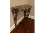Custom Made Demilune Vintage Half Round Table With Marble Top