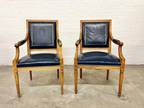 Vintage French Regency Style Leather Armchairs—A Pair