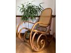Vintage Edim rim Brown Cane wicker rocking chair used authentic singned Thonet