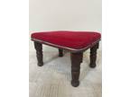 AQ Carved Hard Wood Rectangular Footstool Red Velvet Cushion Top-6.5”H