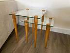 Vintage Mid-Century Nesting Glass Tables Removable Wood Legs