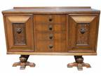 Antique English Relief Carved Tudor Style Buffet Or Sideboard With Paw Feet