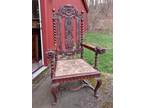 Lion / Griffin Head Carved Arm Chair LG 53 In H. Solid Mahogany Wood Antique