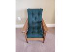 Antique Oak Child's Morris Chair W/Green Cushions