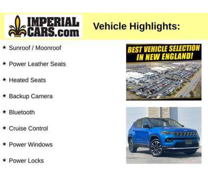 2022UsedJeepUsedCompassUsed4x4 is a Blue 2022 Jeep Compass Limited Car for Sale in Mendon MA