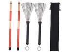 Jazz Drum Sticks Kit with 1 Pair Drum Wire Brushes 1 Pair Rods Drum Sticks T4F9