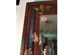 Late 1800s Wall Mirror With Hand Painted Flowers