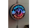 Pacific Drive in Theaters neon clock Glo-dial by Curtis. 110 volt Steel & Glass.