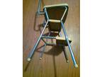 COSCO Vintage 1950's Metal Two-Step Stool-Chair With Flip Up Seat chrome