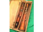 I.Lot-Antique 13 Key Boxwood Clarinet with Metal Rings for Restoration-with Box