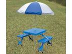 Folding Table Umbrella, Blue/Gray - S078-172120