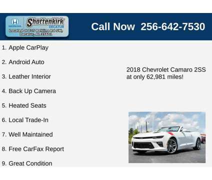 2018UsedChevroletUsedCamaroUsed2dr Conv is a White 2018 Chevrolet Camaro Car for Sale in Decatur AL