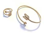 Gold Wire Wrap Valentines Day Arrow Bracelet & Ring