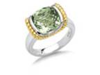 Ladies SS/18K Yellow Gold Green Amethyst Ring