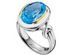 Ladies SS/18K Yellow Gold Blue Topaz Ring