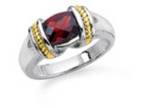 Sterling Silver/18K Yellow Gold Garnet Ring