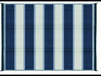 Camco Awning Reversible Outdoor Patio Mat 6 X 9 Blue Stripe - S1013-142871