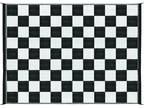 Camco Awning Reversible Outdoor Patio Mat 9X12 Checkered Black/White -