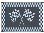 9 X 12 Reversible RV Patio Mat/Rug/Carpet Outdoor Black White Racing Flag -