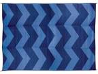 Camco Awning Outdoor Patio Mat 9 X 12 Blue Chevron Design - N817-010742