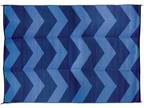 Camco Awning Outdoor Patio Mat 6 X 9 Blue Chevron Design - N817-010748