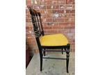 Tell City Black Hard Rock Maple Chair Gold Florals Scrolls Yellow Gold Upholster